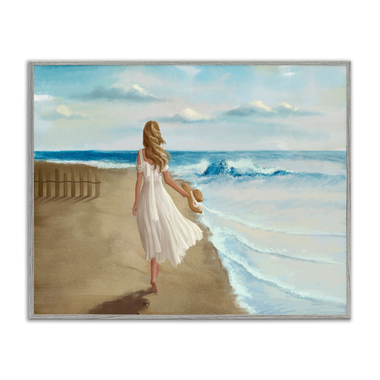 Stupell Industries Walk On The Beach Painting Framed Giclee Art